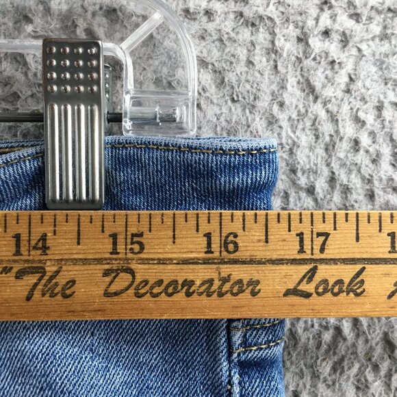 Women's Blue Denim Button Front Cotton Blend Zipper Placket - Picture 7 of 14